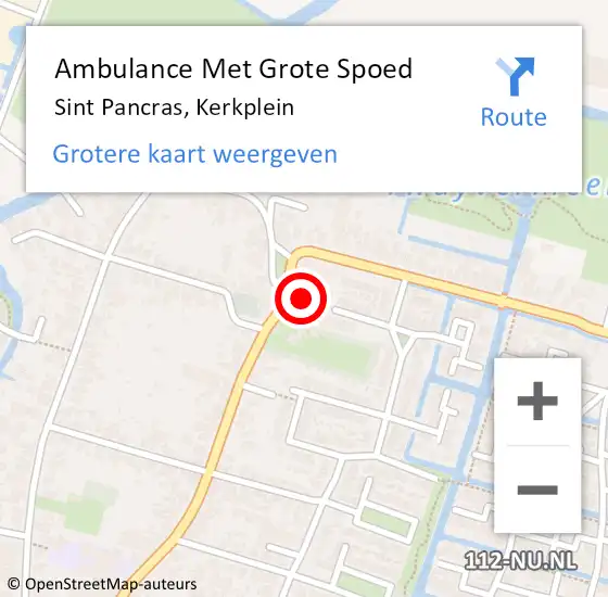 Locatie op kaart van de 112 melding: Ambulance Met Grote Spoed Naar Sint Pancras, Kerkplein op 11 oktober 2023 23:59