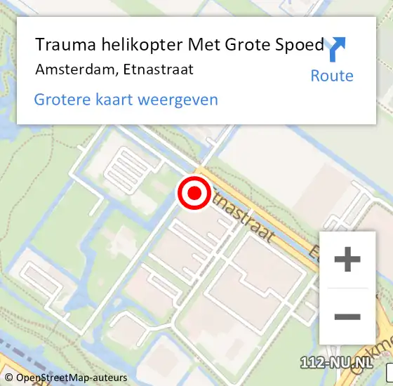 Locatie op kaart van de 112 melding: Trauma helikopter Met Grote Spoed Naar Amsterdam, Etnastraat op 12 oktober 2023 00:28