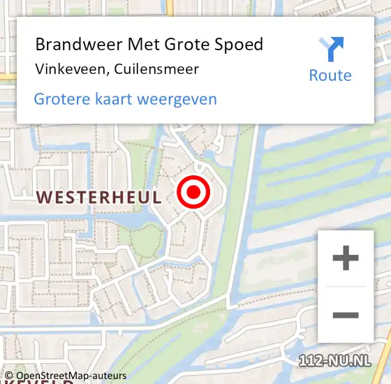 Locatie op kaart van de 112 melding: Brandweer Met Grote Spoed Naar Vinkeveen, Cuilensmeer op 12 oktober 2023 00:57