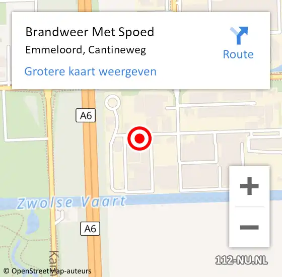 Locatie op kaart van de 112 melding: Brandweer Met Spoed Naar Emmeloord, Cantineweg op 12 oktober 2023 00:59