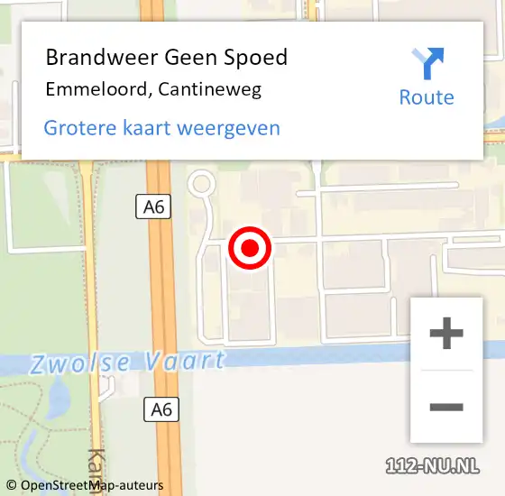 Locatie op kaart van de 112 melding: Brandweer Geen Spoed Naar Emmeloord, Cantineweg op 12 oktober 2023 01:08