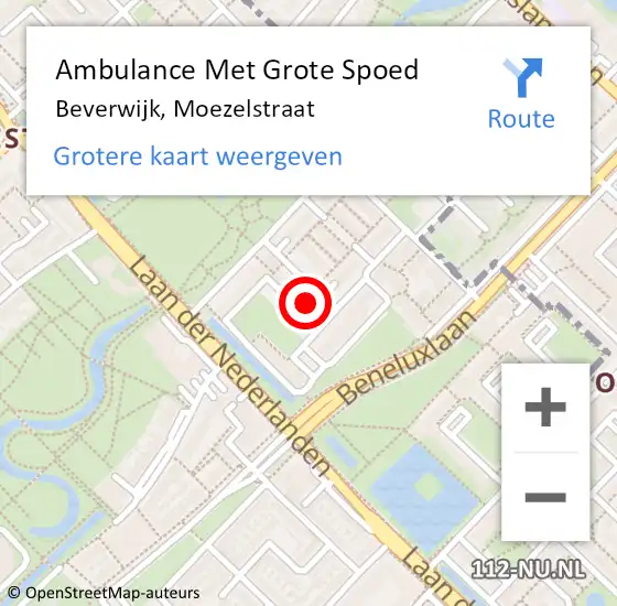 Locatie op kaart van de 112 melding: Ambulance Met Grote Spoed Naar Beverwijk, Moezelstraat op 12 oktober 2023 02:57