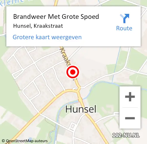 Locatie op kaart van de 112 melding: Brandweer Met Grote Spoed Naar Hunsel, Kraakstraat op 12 oktober 2023 02:57