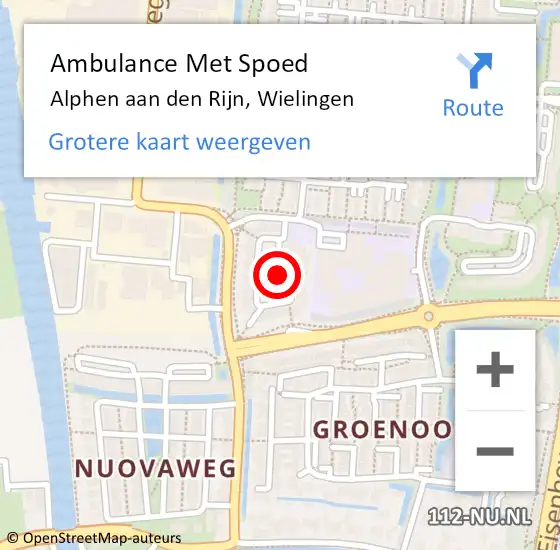 Locatie op kaart van de 112 melding: Ambulance Met Spoed Naar Alphen aan den Rijn, Wielingen op 12 oktober 2023 03:02