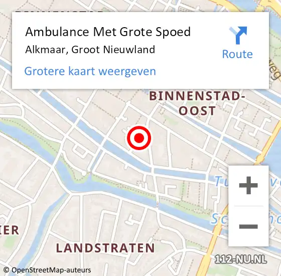 Locatie op kaart van de 112 melding: Ambulance Met Grote Spoed Naar Alkmaar, Groot Nieuwland op 12 oktober 2023 03:14