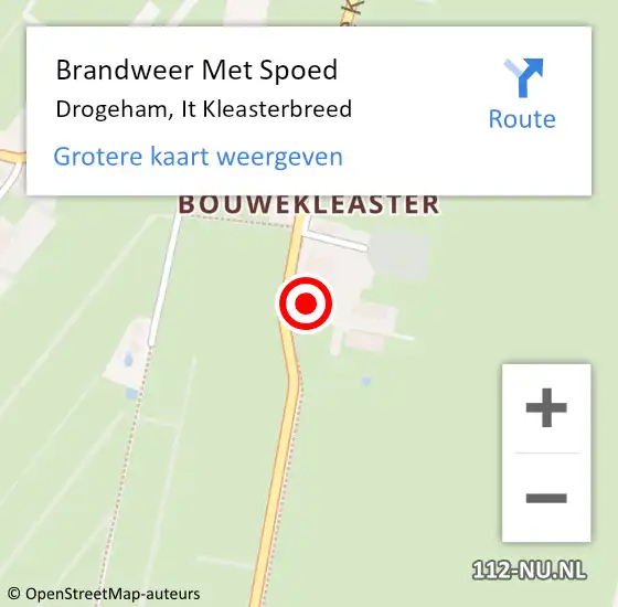 Locatie op kaart van de 112 melding: Brandweer Met Spoed Naar Drogeham, It Kleasterbreed op 11 september 2014 11:01