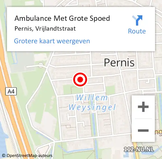 Locatie op kaart van de 112 melding: Ambulance Met Grote Spoed Naar Pernis, Vrijlandtstraat op 12 oktober 2023 05:18