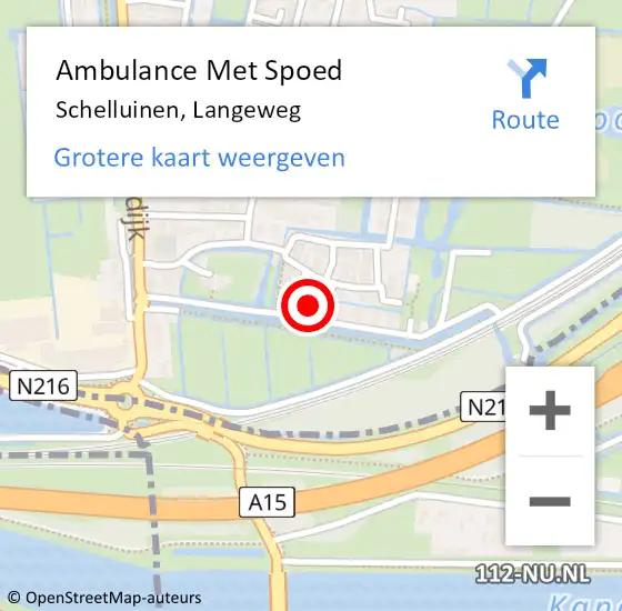 Locatie op kaart van de 112 melding: Ambulance Met Spoed Naar Schelluinen, Langeweg op 12 oktober 2023 05:56