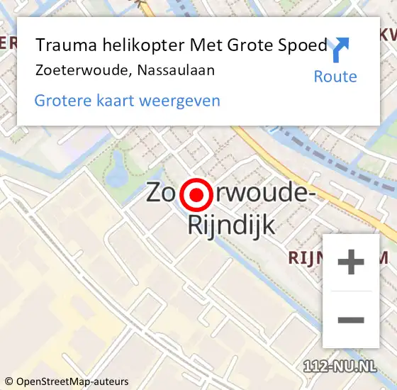 Locatie op kaart van de 112 melding: Trauma helikopter Met Grote Spoed Naar Zoeterwoude, Nassaulaan op 12 oktober 2023 06:25