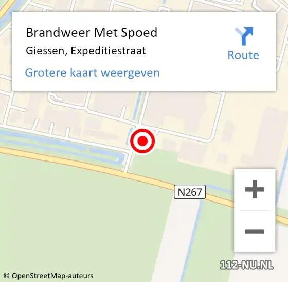 Locatie op kaart van de 112 melding: Brandweer Met Spoed Naar Giessen, Expeditiestraat op 12 oktober 2023 06:37