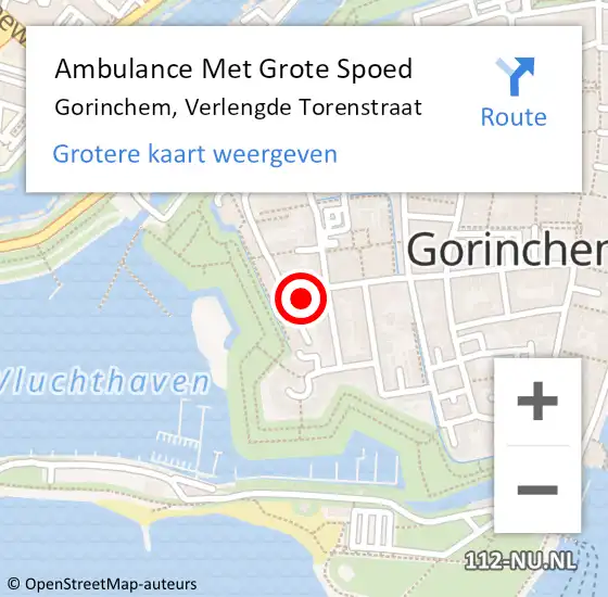 Locatie op kaart van de 112 melding: Ambulance Met Grote Spoed Naar Gorinchem, Verlengde Torenstraat op 12 oktober 2023 06:57