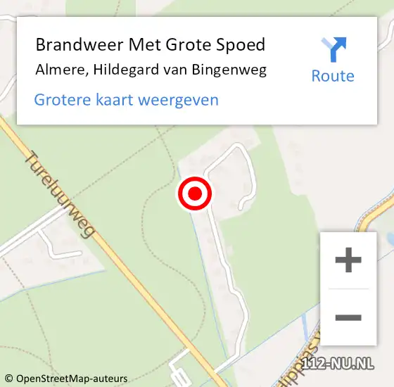 Locatie op kaart van de 112 melding: Brandweer Met Grote Spoed Naar Almere, Hildegard van Bingenweg op 12 oktober 2023 07:16