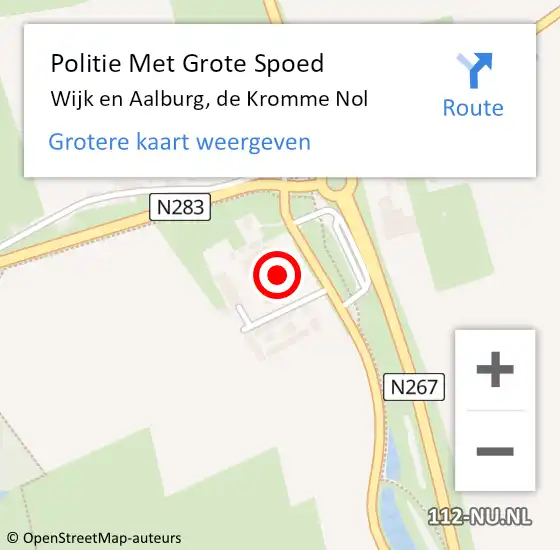 Locatie op kaart van de 112 melding: Politie Met Grote Spoed Naar Wijk en Aalburg, de Kromme Nol op 12 oktober 2023 07:21