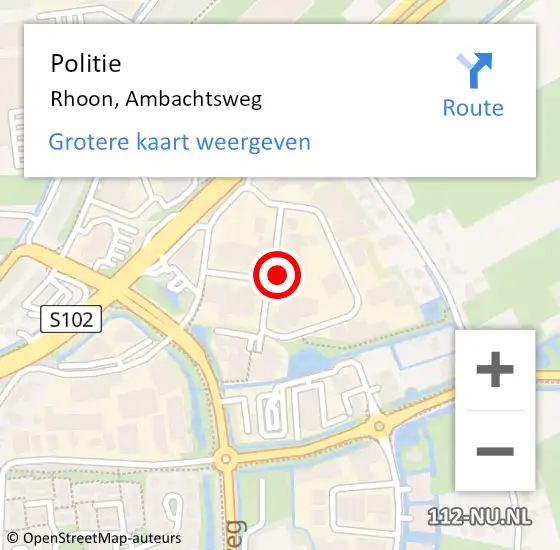 Locatie op kaart van de 112 melding: Politie Rhoon, Ambachtsweg op 12 oktober 2023 07:40