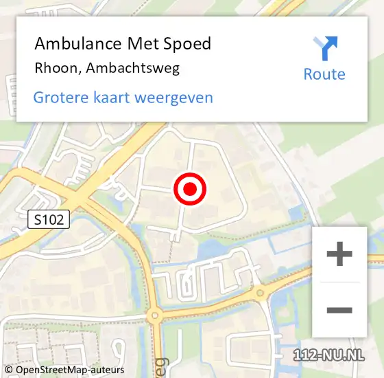 Locatie op kaart van de 112 melding: Ambulance Met Spoed Naar Rhoon, Ambachtsweg op 12 oktober 2023 07:40