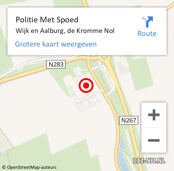 Locatie op kaart van de 112 melding: Politie Met Spoed Naar Wijk en Aalburg, de Kromme Nol op 12 oktober 2023 08:01