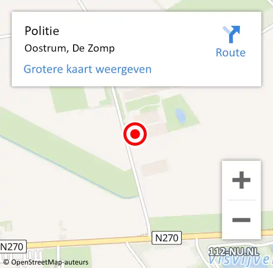 Locatie op kaart van de 112 melding: Politie Oostrum, De Zomp op 12 oktober 2023 08:04