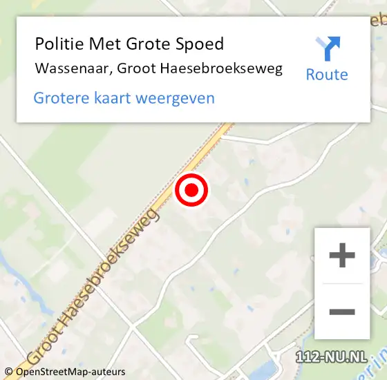 Locatie op kaart van de 112 melding: Politie Met Grote Spoed Naar Wassenaar, Groot Haesebroekseweg op 12 oktober 2023 08:08