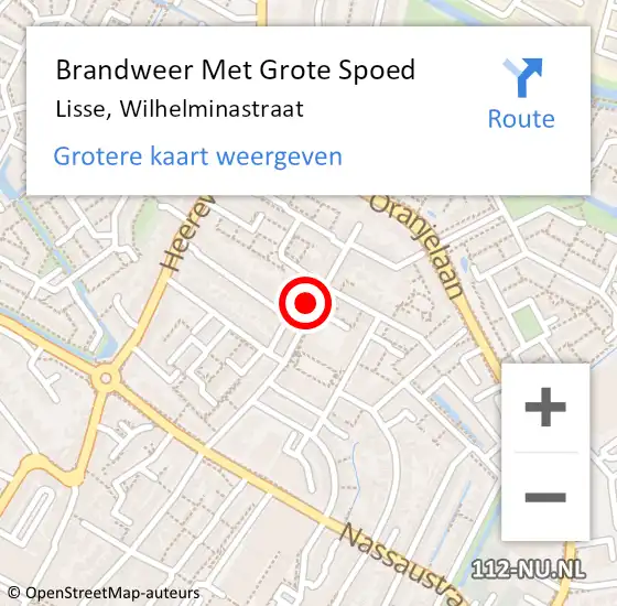 Locatie op kaart van de 112 melding: Brandweer Met Grote Spoed Naar Lisse, Wilhelminastraat op 12 oktober 2023 08:14