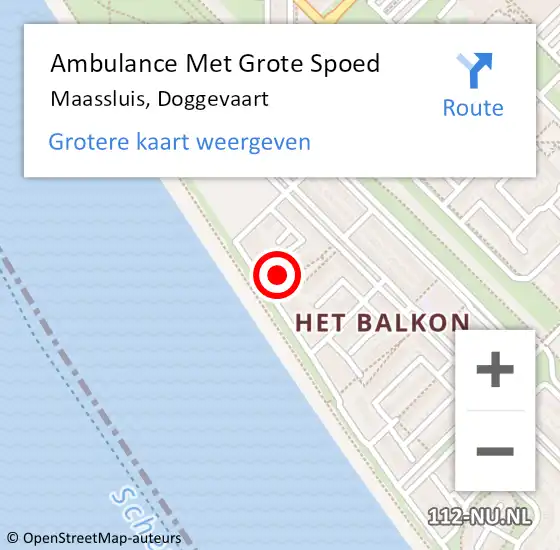 Locatie op kaart van de 112 melding: Ambulance Met Grote Spoed Naar Maassluis, Doggevaart op 12 oktober 2023 08:22