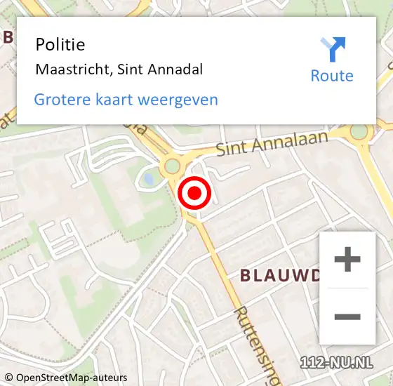 Locatie op kaart van de 112 melding: Politie Maastricht, Sint Annadal op 12 oktober 2023 08:40