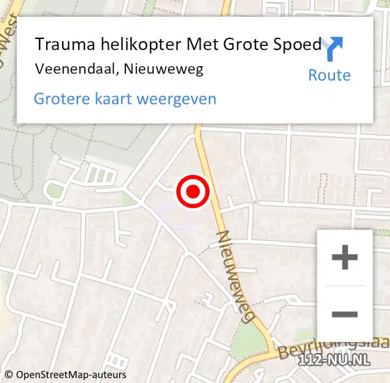 Locatie op kaart van de 112 melding: Trauma helikopter Met Grote Spoed Naar Veenendaal, Nieuweweg op 12 oktober 2023 08:57