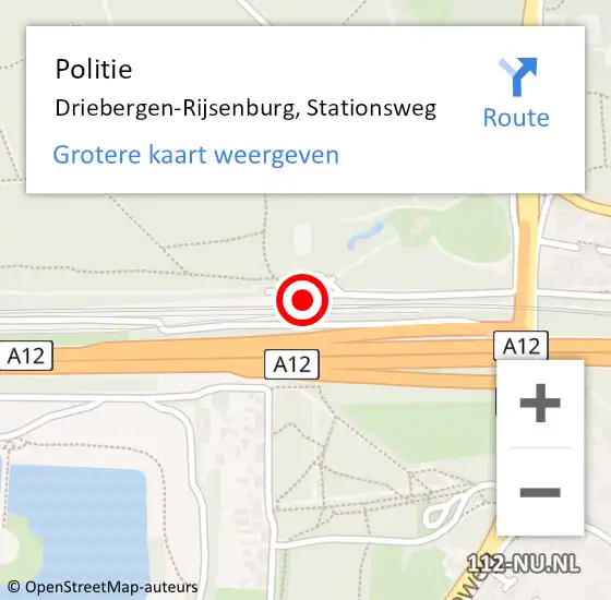 Locatie op kaart van de 112 melding: Politie Driebergen-Rijsenburg, Stationsweg op 12 oktober 2023 09:00