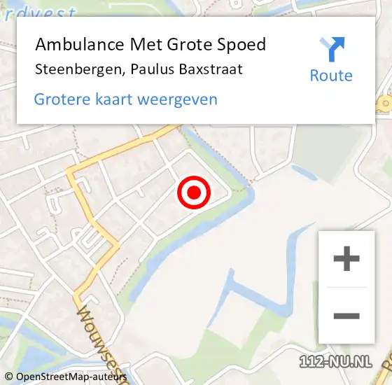 Locatie op kaart van de 112 melding: Ambulance Met Grote Spoed Naar Steenbergen, Paulus Baxstraat op 11 september 2014 11:13