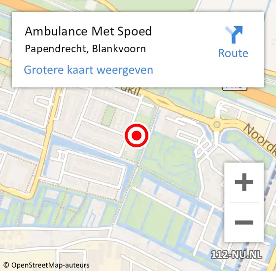 Locatie op kaart van de 112 melding: Ambulance Met Spoed Naar Papendrecht, Blankvoorn op 12 oktober 2023 09:05