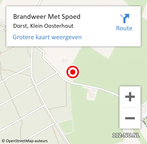 Locatie op kaart van de 112 melding: Brandweer Met Spoed Naar Dorst, Klein Oosterhout op 12 oktober 2023 09:21