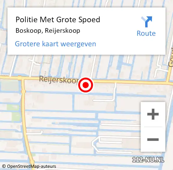 Locatie op kaart van de 112 melding: Politie Met Grote Spoed Naar Boskoop, Reijerskoop op 12 oktober 2023 09:23