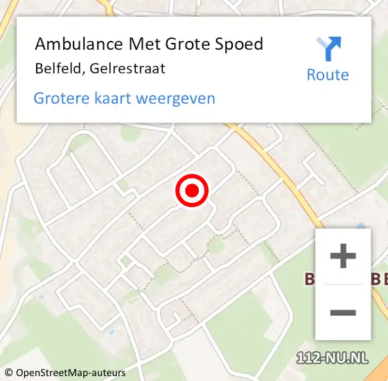 Locatie op kaart van de 112 melding: Ambulance Met Grote Spoed Naar Belfeld, Gelrestraat op 11 september 2014 11:17