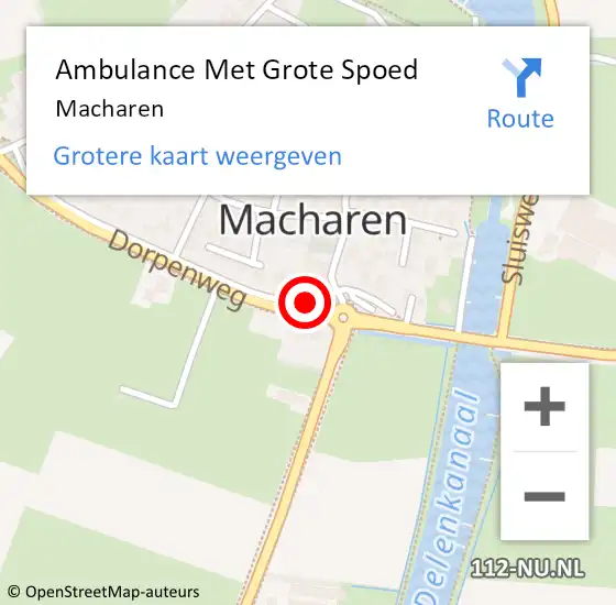 Locatie op kaart van de 112 melding: Ambulance Met Grote Spoed Naar Macharen op 12 oktober 2023 09:43