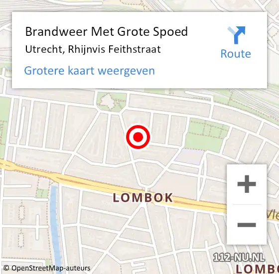 Locatie op kaart van de 112 melding: Brandweer Met Grote Spoed Naar Utrecht, Rhijnvis Feithstraat op 12 oktober 2023 09:49