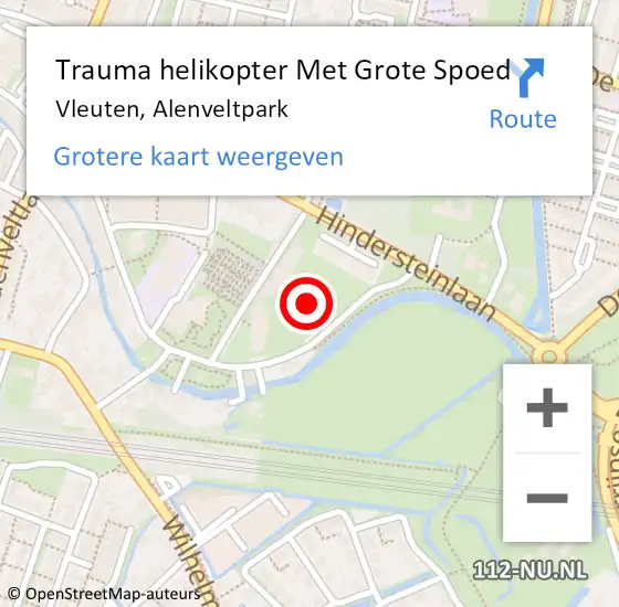 Locatie op kaart van de 112 melding: Trauma helikopter Met Grote Spoed Naar Vleuten, Alenveltpark op 12 oktober 2023 09:50