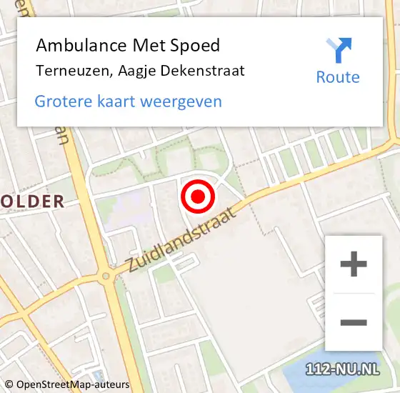 Locatie op kaart van de 112 melding: Ambulance Met Spoed Naar Terneuzen, Aagje Dekenstraat op 11 september 2014 11:21