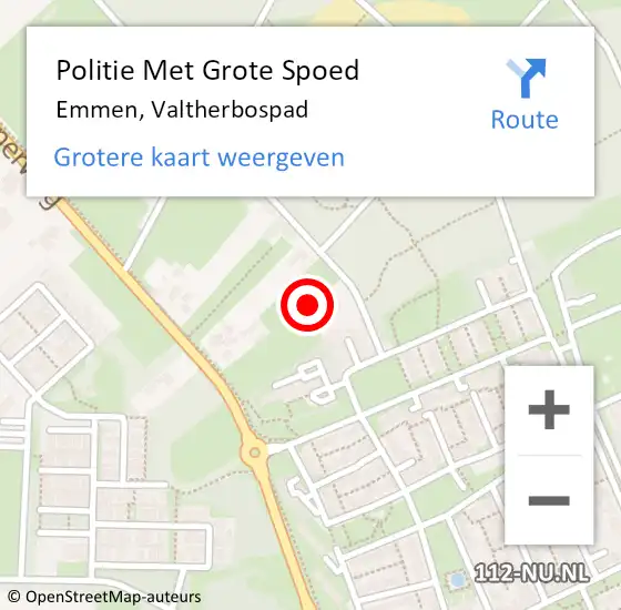 Locatie op kaart van de 112 melding: Politie Met Grote Spoed Naar Emmen, Valtherbospad op 12 oktober 2023 09:52