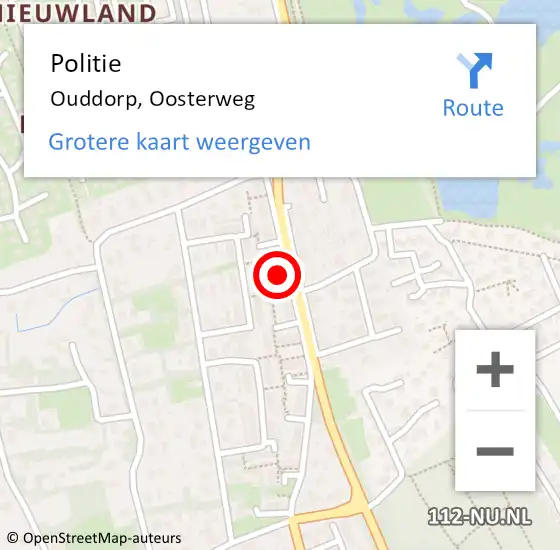 Locatie op kaart van de 112 melding: Politie Ouddorp, Oosterweg op 12 oktober 2023 09:53