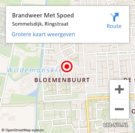 Locatie op kaart van de 112 melding: Brandweer Met Spoed Naar Sommelsdijk, Ringstraat op 14 oktober 2013 09:30