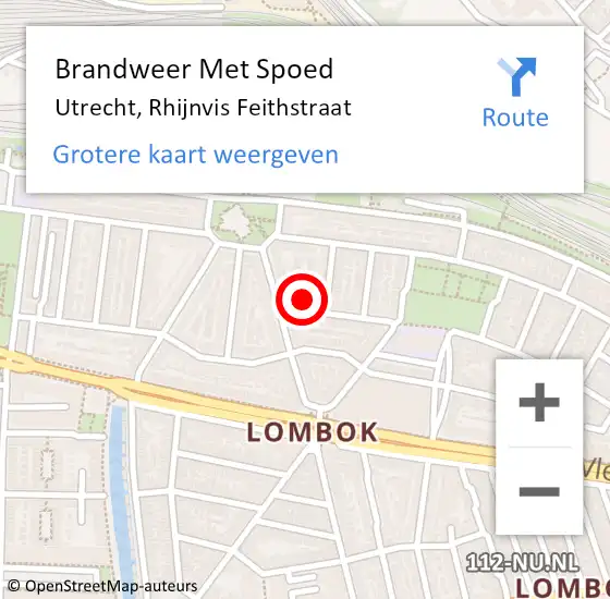 Locatie op kaart van de 112 melding: Brandweer Met Spoed Naar Utrecht, Rhijnvis Feithstraat op 12 oktober 2023 10:01