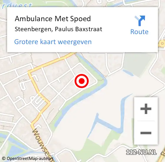 Locatie op kaart van de 112 melding: Ambulance Met Spoed Naar Steenbergen, Paulus Baxstraat op 11 september 2014 11:21