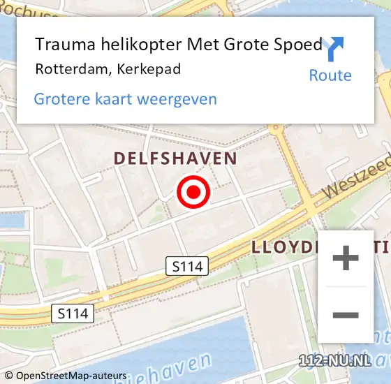 Locatie op kaart van de 112 melding: Trauma helikopter Met Grote Spoed Naar Rotterdam, Kerkepad op 12 oktober 2023 10:30