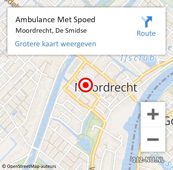 Locatie op kaart van de 112 melding: Ambulance Met Spoed Naar Moordrecht, De Smidse op 12 oktober 2023 10:38