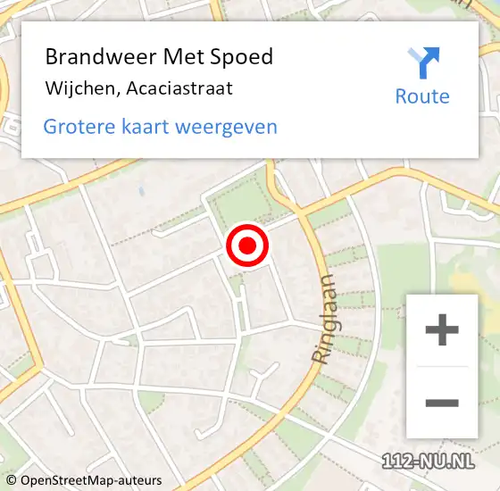 Locatie op kaart van de 112 melding: Brandweer Met Spoed Naar Wijchen, Acaciastraat op 12 oktober 2023 10:44