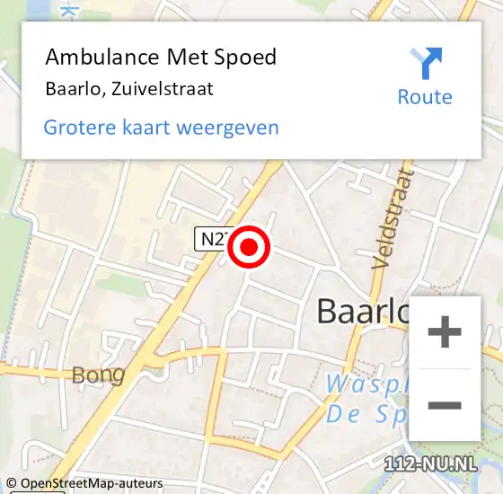 Locatie op kaart van de 112 melding: Ambulance Met Spoed Naar Baarlo, Zuivelstraat op 11 september 2014 11:27