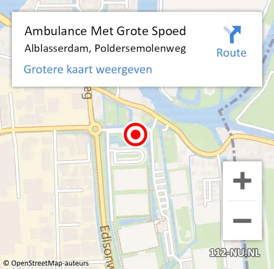 Locatie op kaart van de 112 melding: Ambulance Met Grote Spoed Naar Alblasserdam, Poldersemolenweg op 12 oktober 2023 11:14