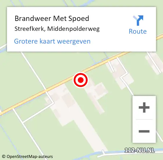 Locatie op kaart van de 112 melding: Brandweer Met Spoed Naar Streefkerk, Middenpolderweg op 12 oktober 2023 11:15