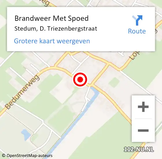 Locatie op kaart van de 112 melding: Brandweer Met Spoed Naar Stedum, D. Triezenbergstraat op 12 oktober 2023 11:32