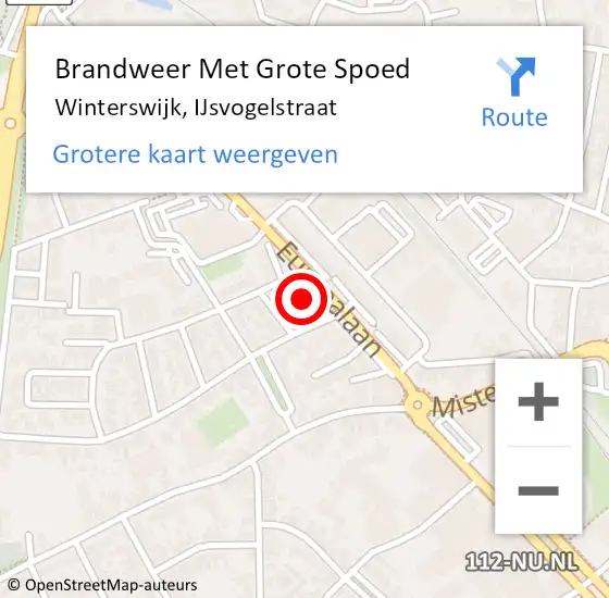 Locatie op kaart van de 112 melding: Brandweer Met Grote Spoed Naar Winterswijk, IJsvogelstraat op 12 oktober 2023 11:48