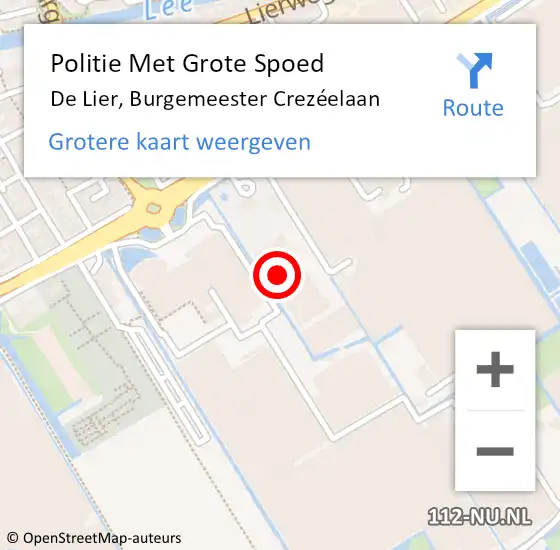 Locatie op kaart van de 112 melding: Politie Met Grote Spoed Naar De Lier, Burgemeester Crezéelaan op 12 oktober 2023 11:55